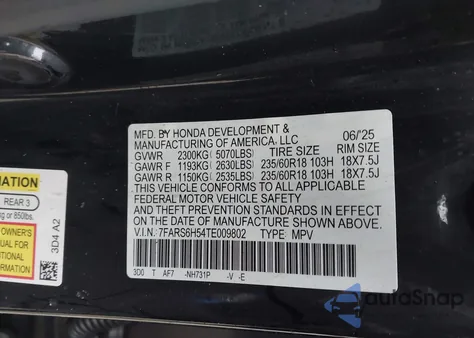 2026 Honda Cr-V Hybrid Awd Sport from USA, damaged, VIN 7FARS6H54TE009802